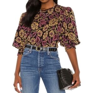 Free People No Ordinary Top Floral Jacquard Cropped Sweater